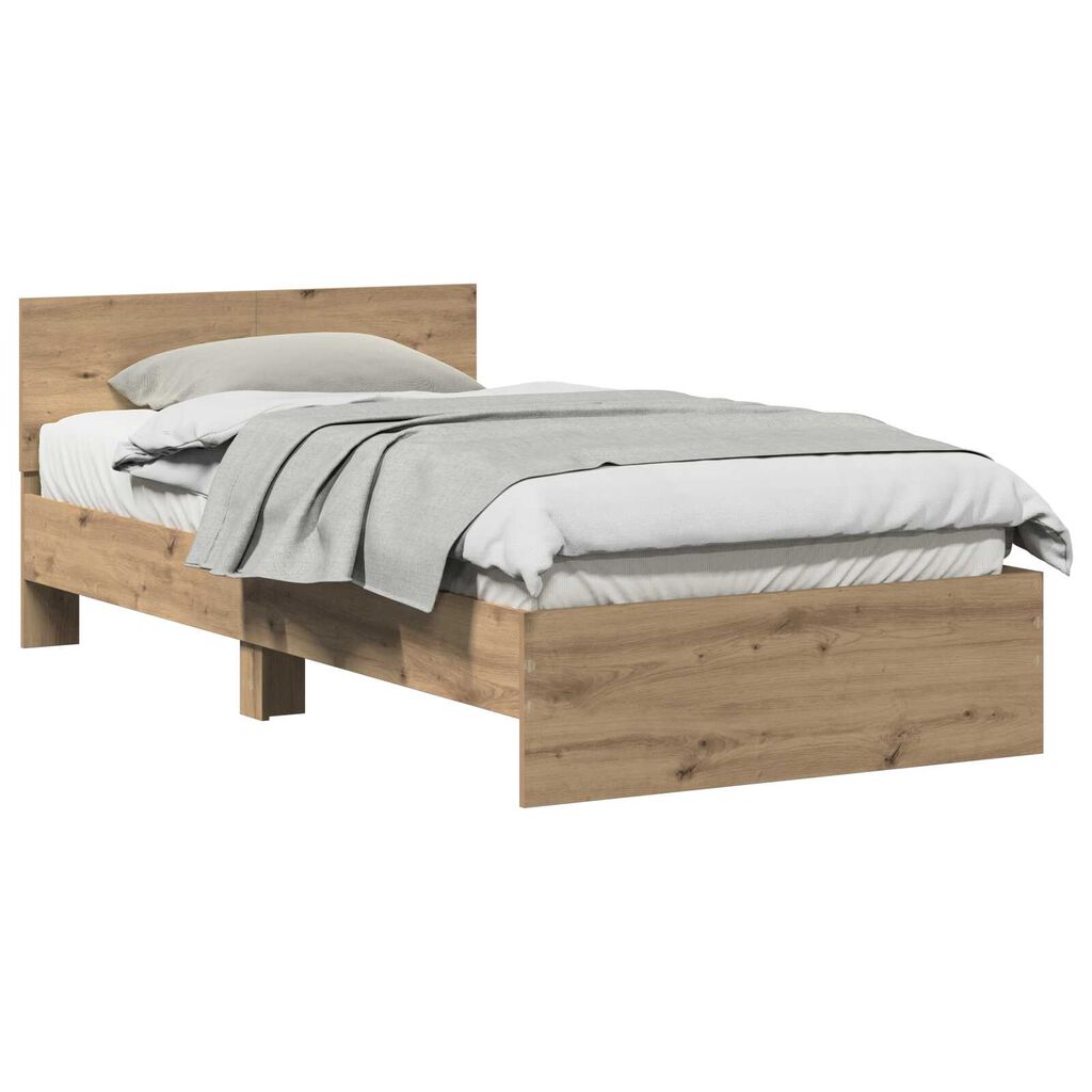 vidaXL Κρεβάτι με Κεφαλάρι Artisan Oak 100 x 200 cm Στερεό Ξύλο Δρυός