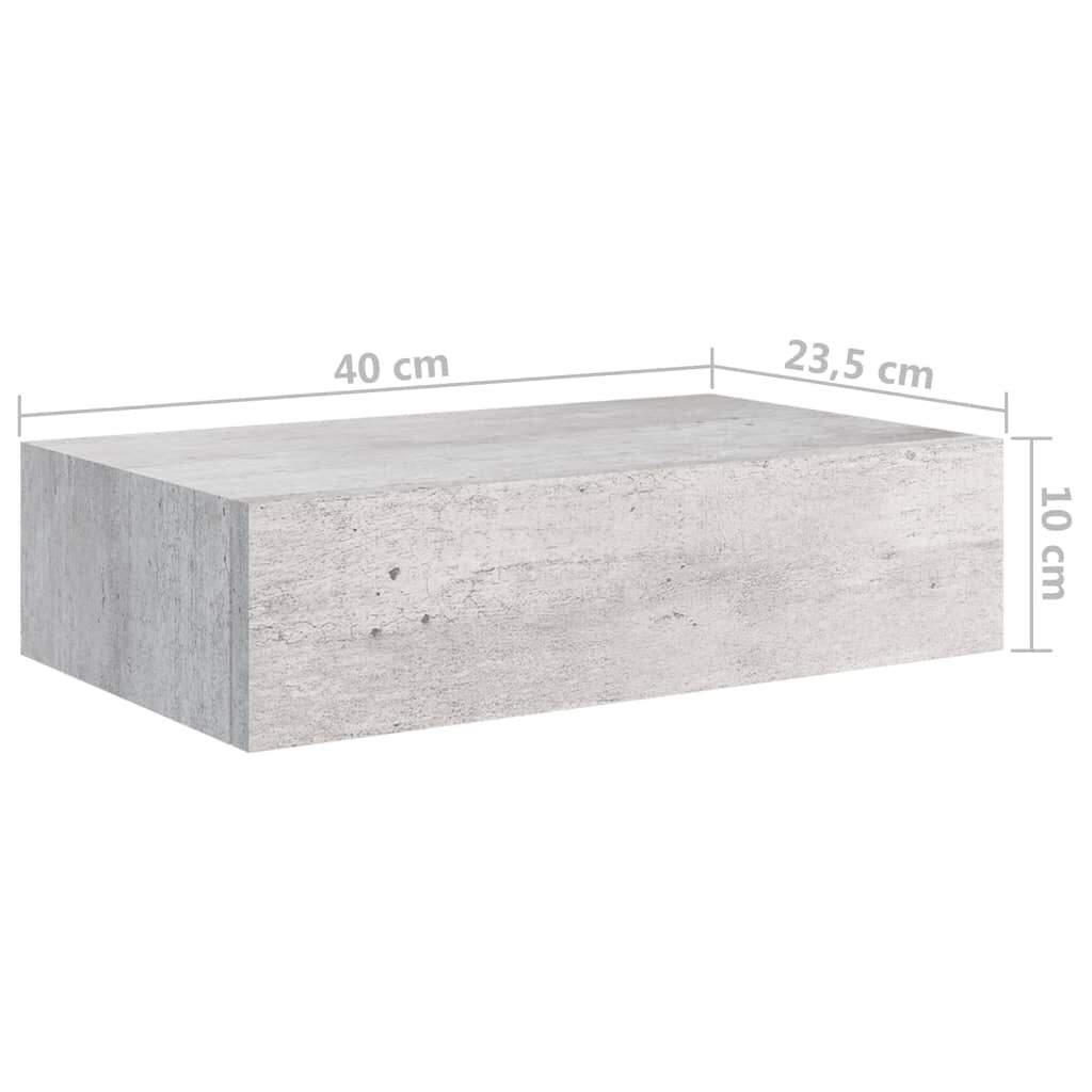 vidaXL Ράφι Επιτοίχιο με Συρτάρι Γκρι Σκυρ. 40 x 23,5 x 10 εκ. από MDF