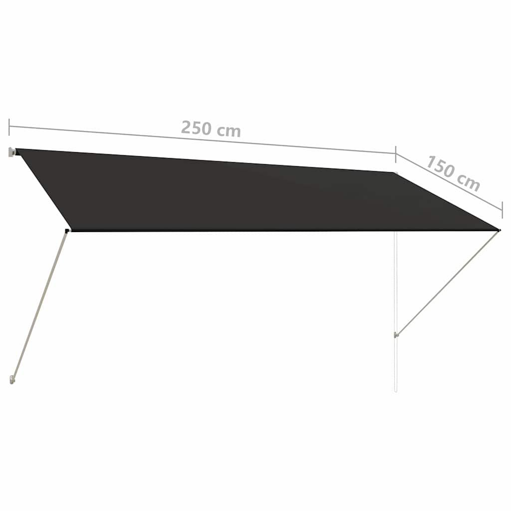 vidaXL Τέντα Συρόμενη Ανθρακί 250 x 150 εκ.
