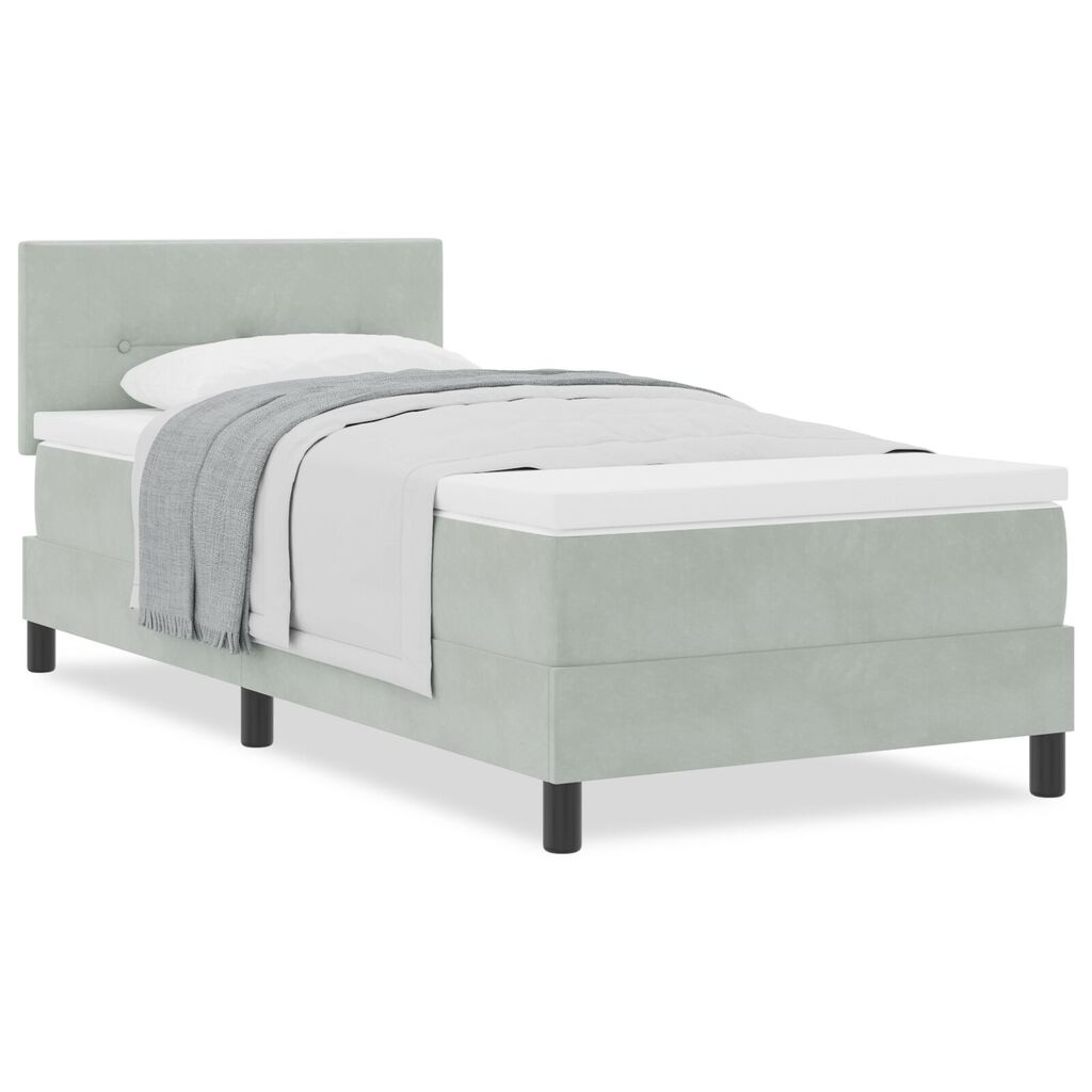 vidaXL Κρεβάτι με Στρώμα Light Grey 90x200 εκ Βελούδο
