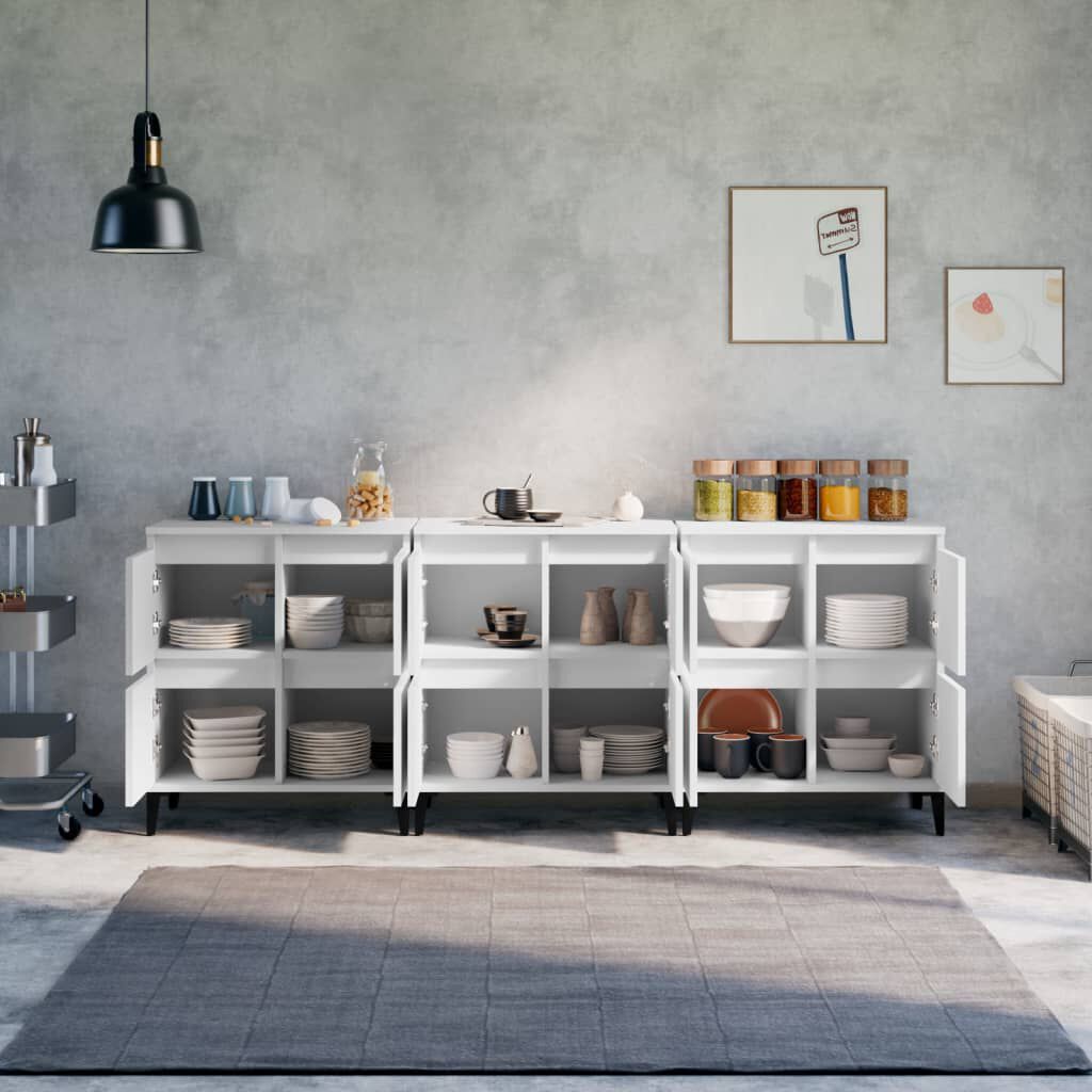 vidaXL Ντουλάπια 3 τεμ. Λευκό 60x35x70 εκ. Επεξεργασμένο Ξύλο