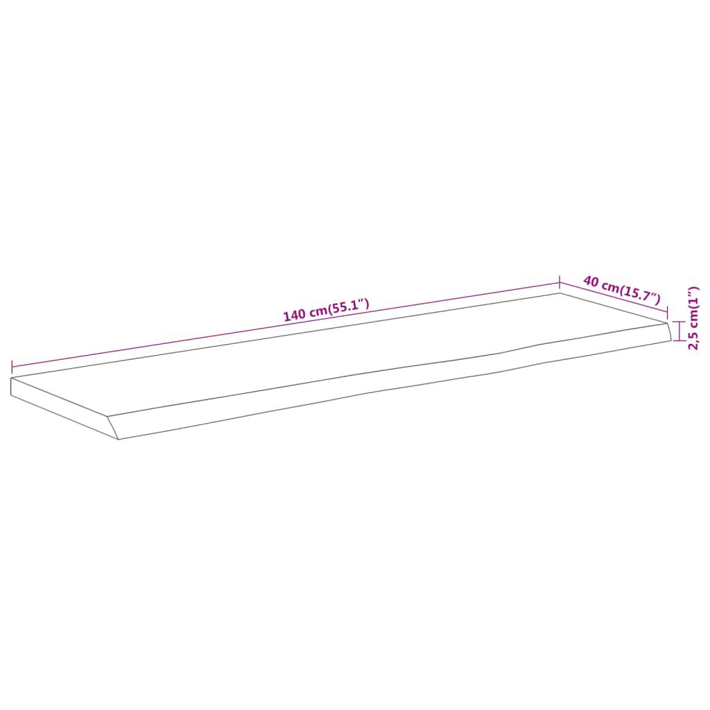 vidaXL Επιφάνεια Τραπεζιού Ορθογώνια 140x40x2,5 εκ. Μασίφ Ξύλο Ακακίας