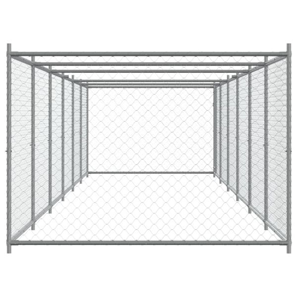 vidaXL Κλουβί Σκύλου με Πόρτα Γκρι 12x2x1,5 μ. Γαλβανισμένος Χάλυβας
