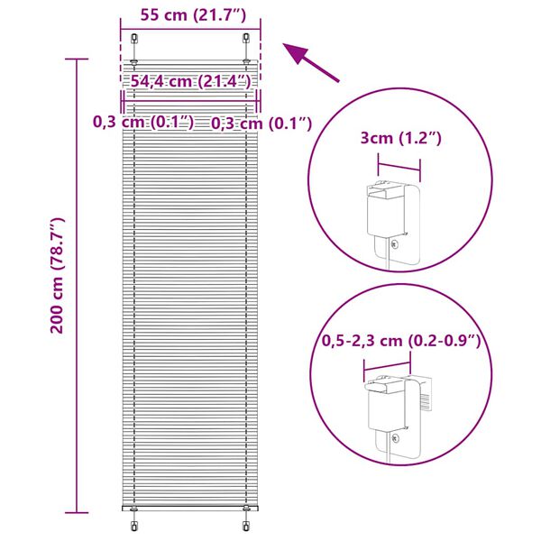 vidaXL Πλισέ περσίδα Ανθρακί 55x200 cm Πλάτος υφάσματος 54,4 cm