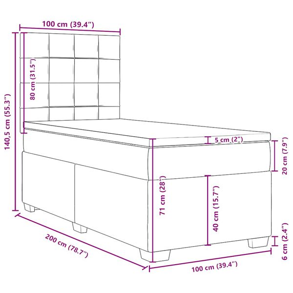 vidaXL Κρεβάτι Boxspring με Στρώμα Σκούρο Πράσινο 100x200εκ. Βελούδινο