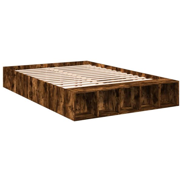 vidaXL Πλαίσιο Κρεβατιού Καπνιστή Δρυς 140x200 εκ. Επεξεργασμένο Ξύλο