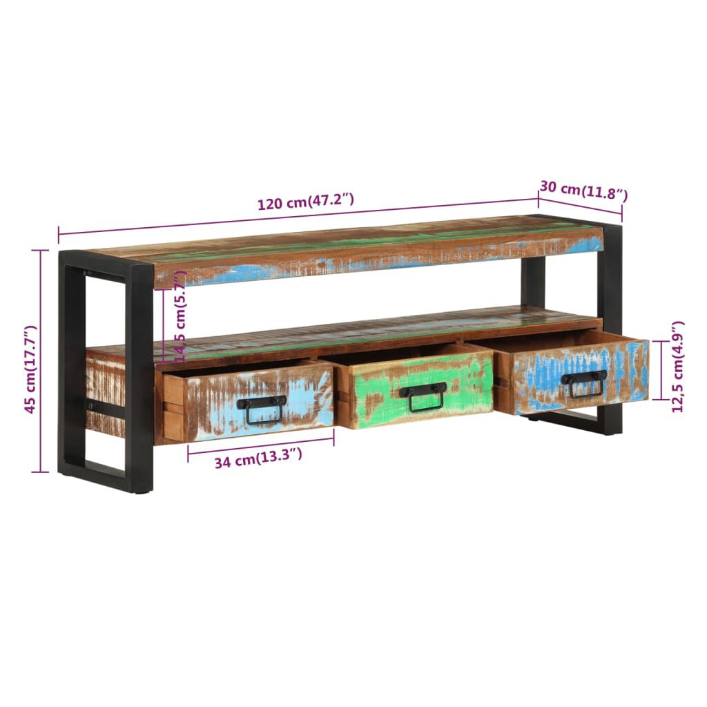 vidaXL Έπιπλο Τηλεόρασης 120 x 30 x 45 εκ. από Μασίφ Ανακυκλωμένο Ξύλο