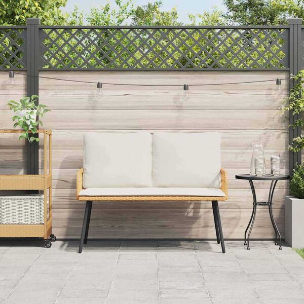 vidaXL Παγκάκι κήπου με μαξιλάρι Καφέ 114 x 64 x 78εκ Μέταλλο
