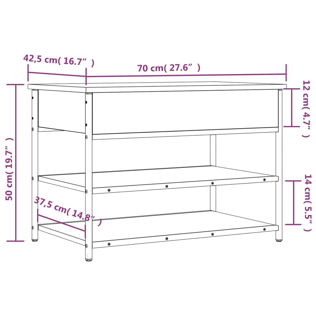 vidaXL Παπουτσοθήκη Καφέ Δρυς 70x42,5x50 εκ από Επεξεργασμένο Ξύλο