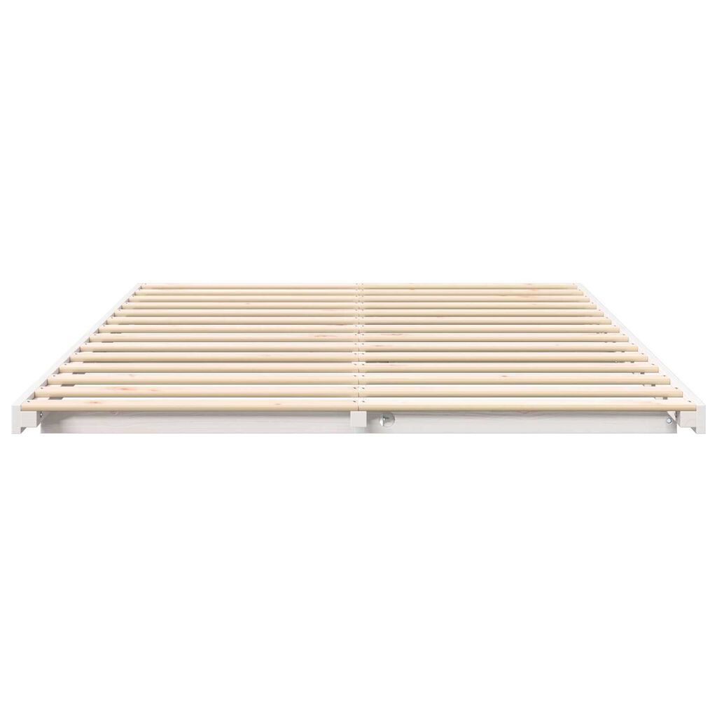 vidaXL Κρεβάτι δαπέδου Λευκό 140 x 200 cm Μασίφ ξύλο πεύκου