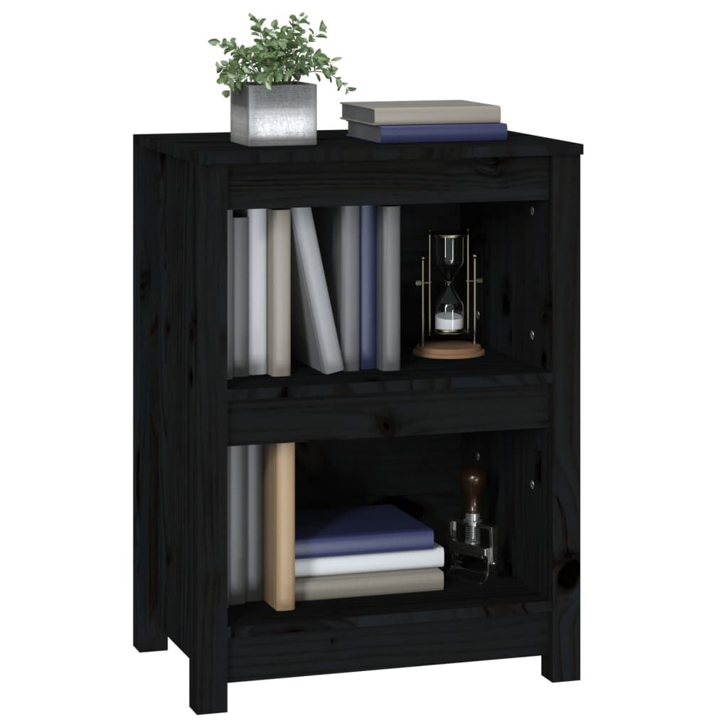 vidaXL Βιβλιοθήκη Μαύρη 50x35x68 εκ. από Μασίφ Ξύλο Πεύκου