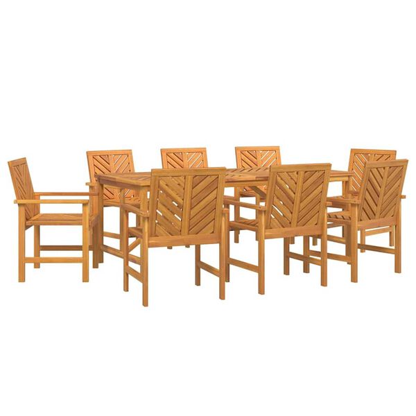 vidaXL Σέτ φαγητού για κήπο 9 pcs Καφέ 200 x 90 x 74 cm