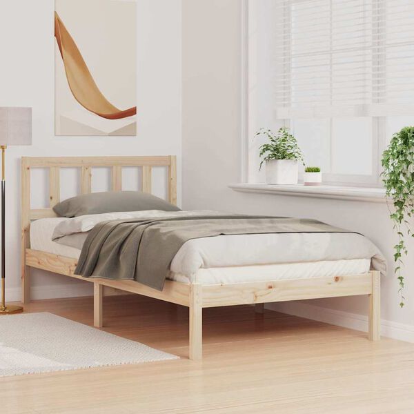 vidaXL Σκελετός Κρεβατιού Καφέ 90 x 200 cm Μασίφ ξύλο πεύκου