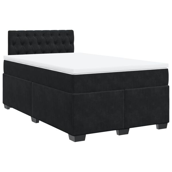vidaXL Κρεβάτι Boxspring με Στρώμα Μαύρο 120 x 200 εκ. Βελούδινο