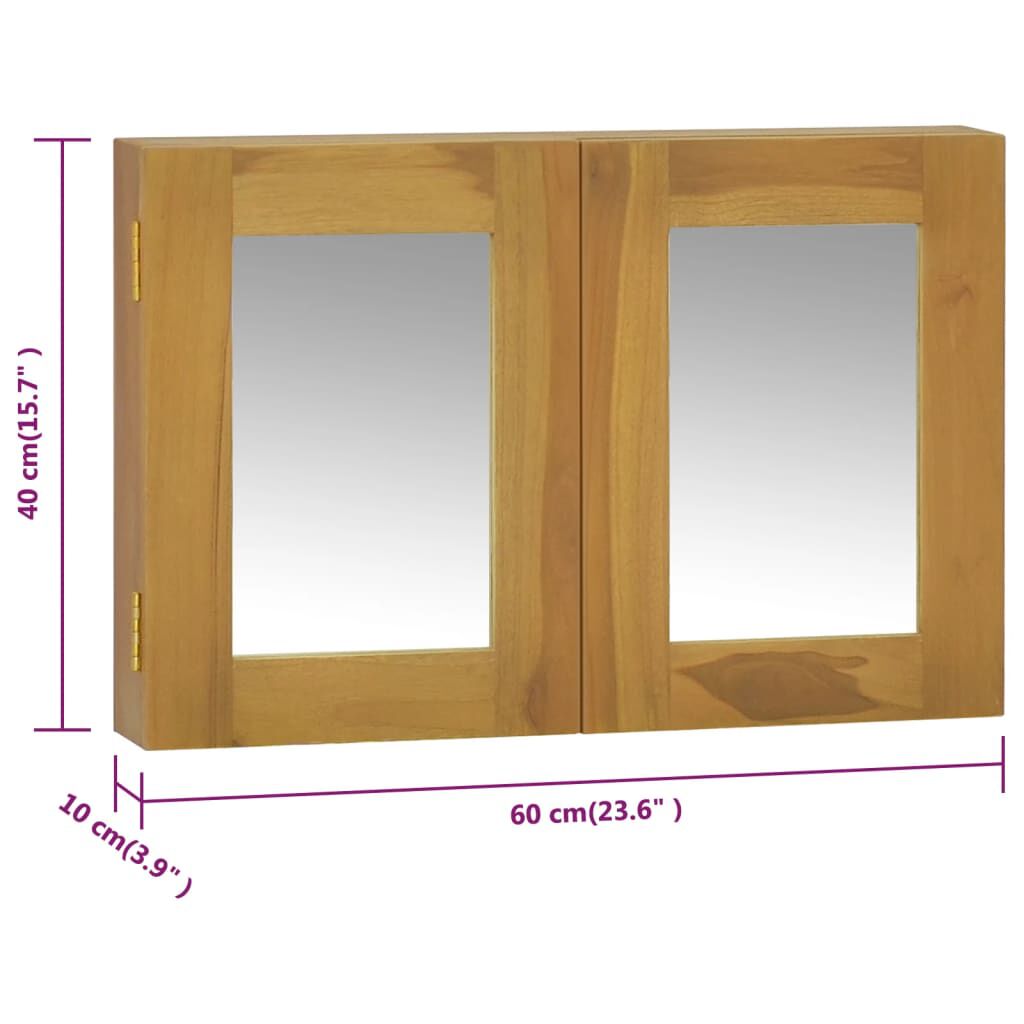vidaXL Ντουλάπι Καθρέφτη 60 x 10 x 40 εκ. από Μασίφ Ξύλο Teak