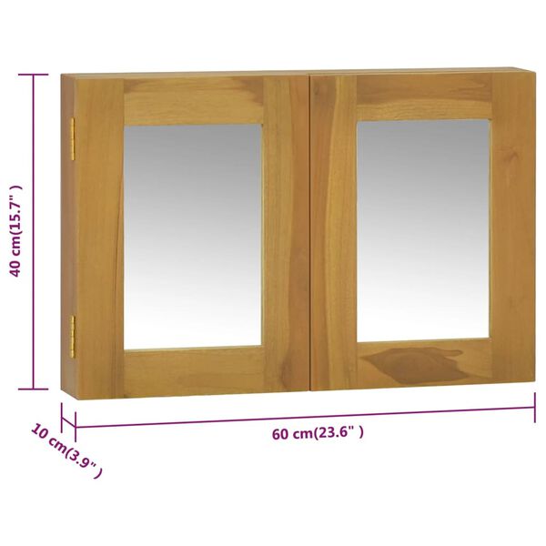 vidaXL Ντουλάπι Καθρέφτη 60 x 10 x 40 εκ. από Μασίφ Ξύλο Teak