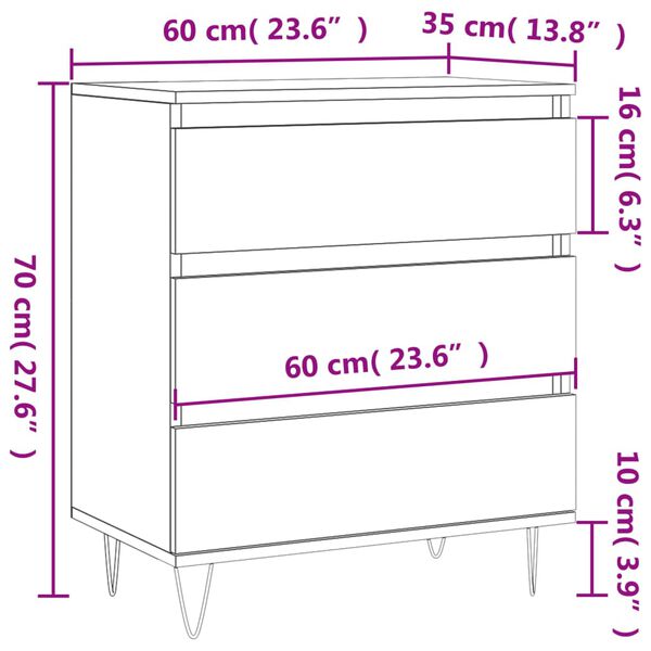 vidaXL Μπουφές Καφέ Δρυς 60x35x70 εκ. από Επεξεργασμένο Ξύλο