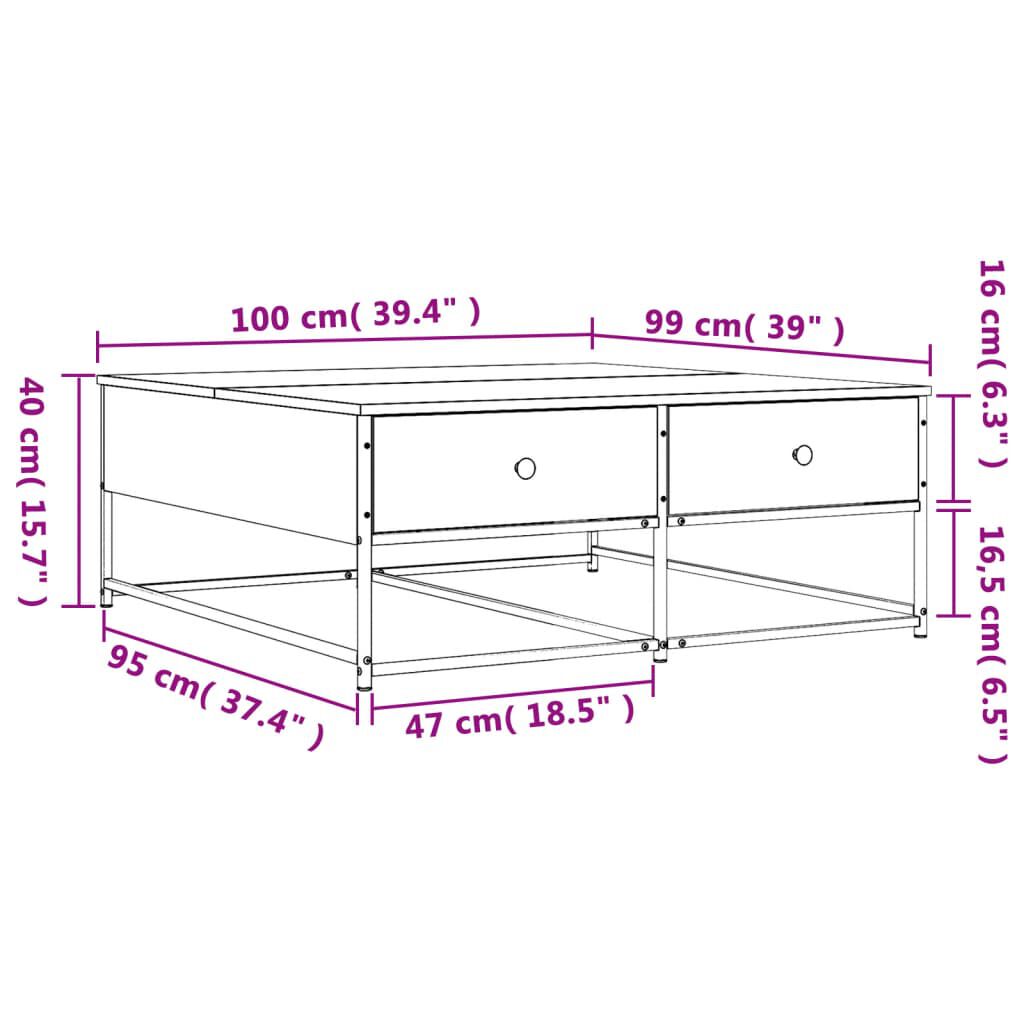 vidaXL Τραπεζάκι Σαλονιού Καπνιστή Δρυς 100x99x40 εκ. Επεξεργ. Ξύλο