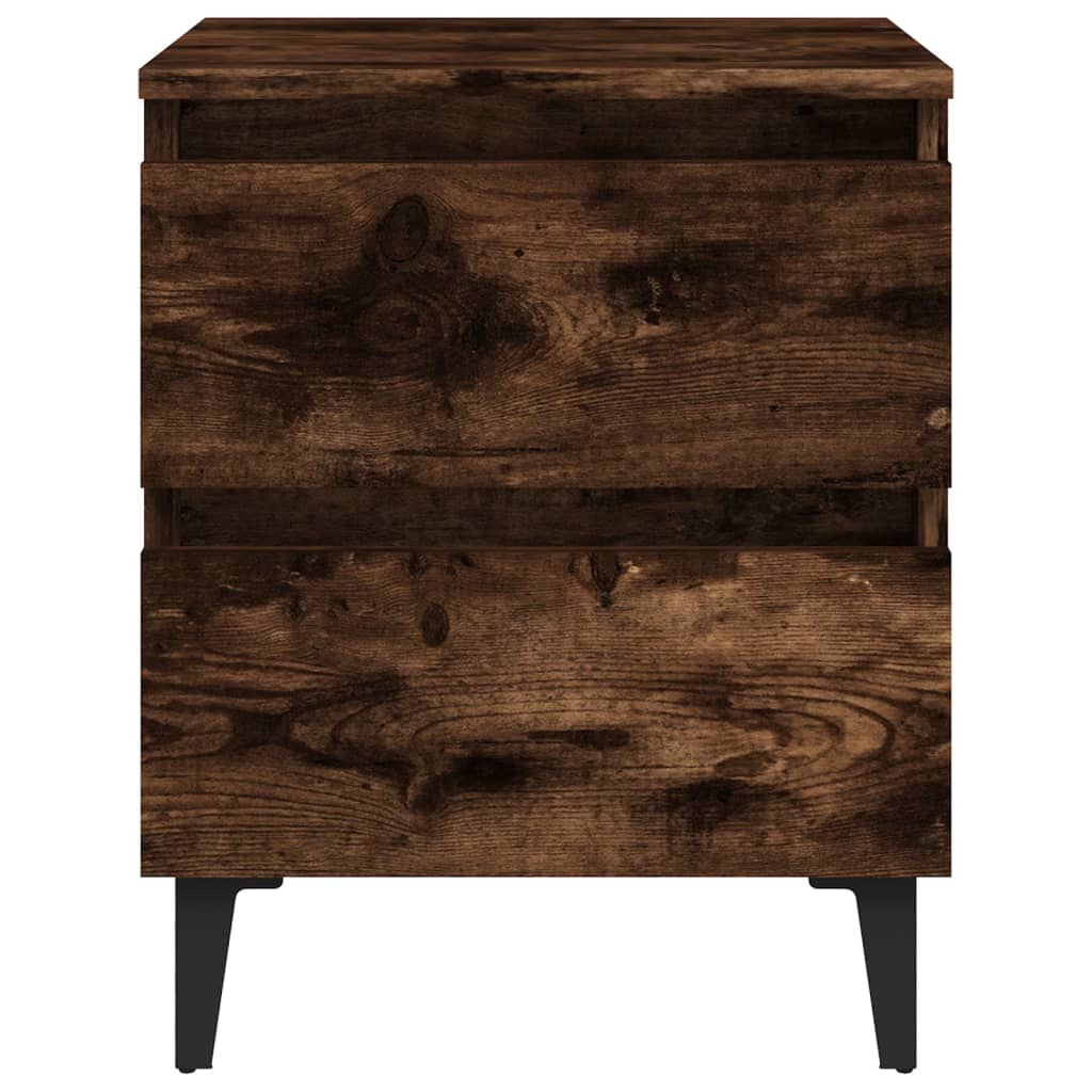 vidaXL Κομοδίνο Καπνιστή Δρυς 40 x 35 x 50 εκ. με Μεταλλικά Πόδια