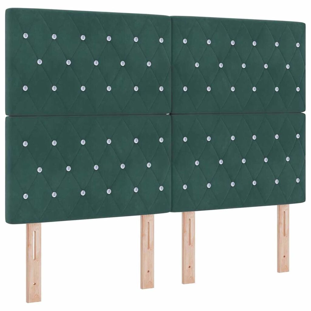 vidaXL Κρεβάτι Box Spring LED με Στρώμα Σκούρο πράσινο 140 x 200 cm