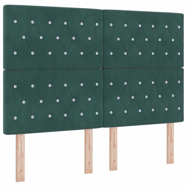 vidaXL Κρεβάτι Box Spring LED με Στρώμα Σκούρο πράσινο 140 x 200 cm