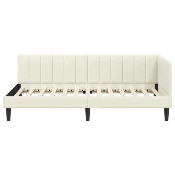 vidaXL Κρεβάτι Γωνίας με κεφαλάρι Κρεμ 90 x 190 cm Βελούδο