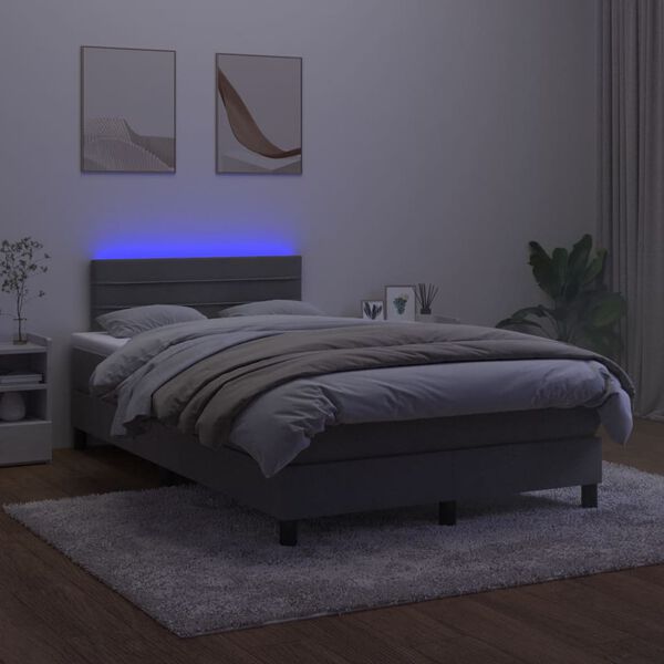 vidaXL &Kappa;&rho;&epsilon;&beta;ά&tau;&iota; Boxspring &mu;&epsilon; &Sigma;&tau;&rho;ώ&mu;&alpha; & LED &Sigma;&kappa;. &Gamma;&kappa;&rho;&iota; 120x200&epsilon;&kappa;. &Beta;&epsilon;&lambda;&omicron;ύ&delta;&iota;&nu;&omicron;