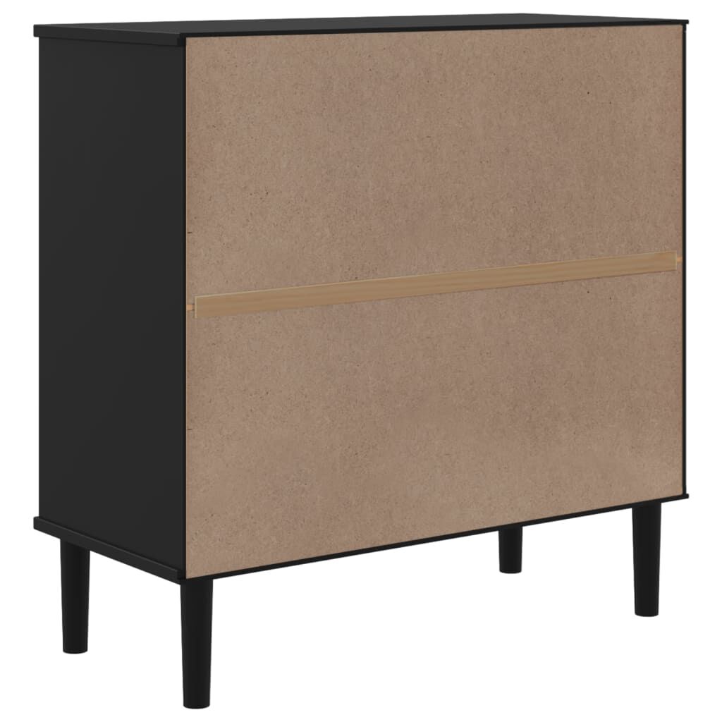 vidaXL Μπουφές SENJA Μαύρο / Ρατάν 80 x 35 x 80 εκ. Μασίφ Ξύλο Πεύκου