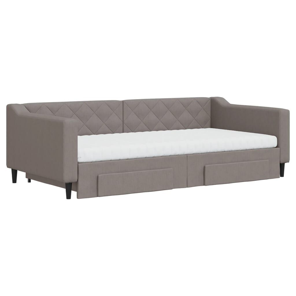 vidaXL Καναπές Κρεβάτι Συρόμενος Taupe 100x200εκ. Υφασμάτινος Συρτάρια
