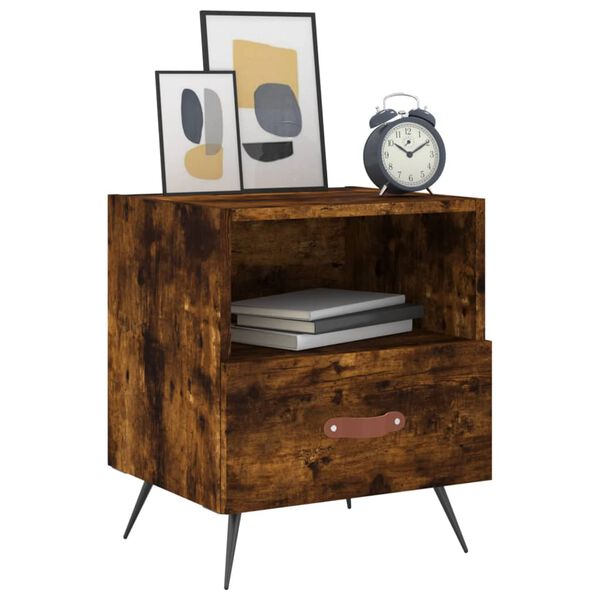vidaXL Κομοδίνα 2 τεμ. Καπνιστή Δρυς 40 x 35 x 47,5 εκ. Επεξεργ. Ξύλο