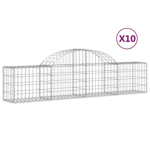 vidaXL Συρματοκιβώτια Τοξωτά 10 τεμ. 200x30x40/60 εκ. Γαλβαν. Ατσάλι