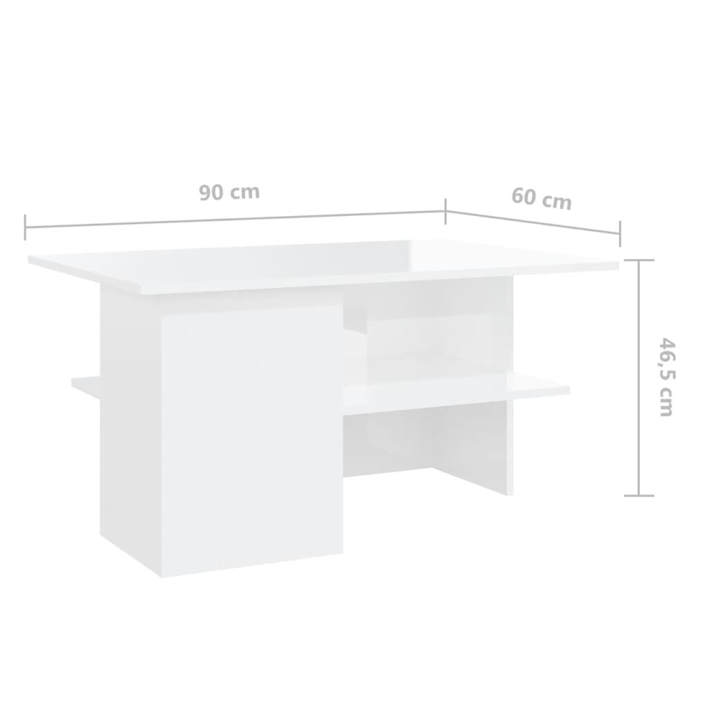 vidaXL Τραπεζάκι Σαλονιού Γυαλιστερό Λευκό 90x60x46,5 εκ. Μοριοσανίδα