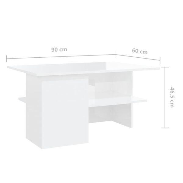 vidaXL Τραπεζάκι Σαλονιού Γυαλιστερό Λευκό 90x60x46,5 εκ. Μοριοσανίδα
