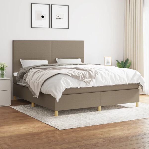 vidaXL &Kappa;&rho;&epsilon;&beta;ά&tau;&iota; Boxspring &mu;&epsilon; &Sigma;&tau;&rho;ώ&mu;&alpha; Taupe 180x200 &epsilon;&kappa;. &Upsilon;&phi;&alpha;&sigma;&mu;ά&tau;&iota;&nu;&omicron;