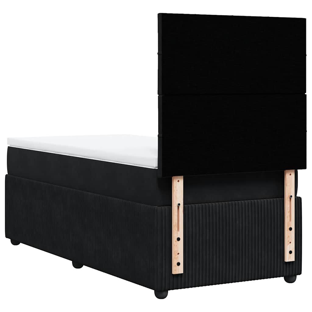 vidaXL Κρεβάτι Boxspring με Στρώμα Μαύρο 100x200 εκ. Βελούδινο