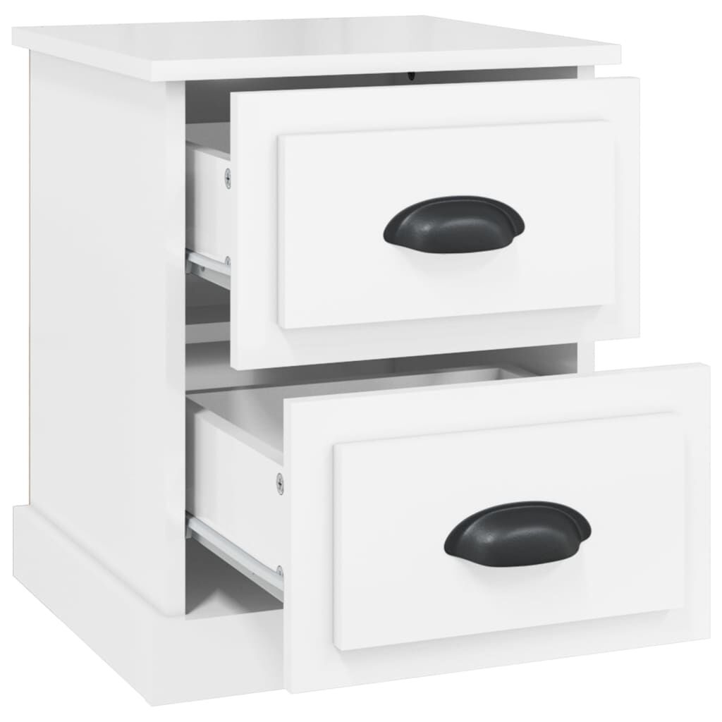 vidaXL Κομοδίνα 2 τεμ. Γυαλ. Λευκό 39x39x47,5 εκ. Επεξεργασμένο Ξύλο