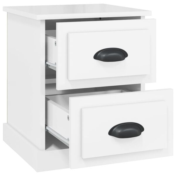 vidaXL Κομοδίνα 2 τεμ. Γυαλ. Λευκό 39x39x47,5 εκ. Επεξεργασμένο Ξύλο