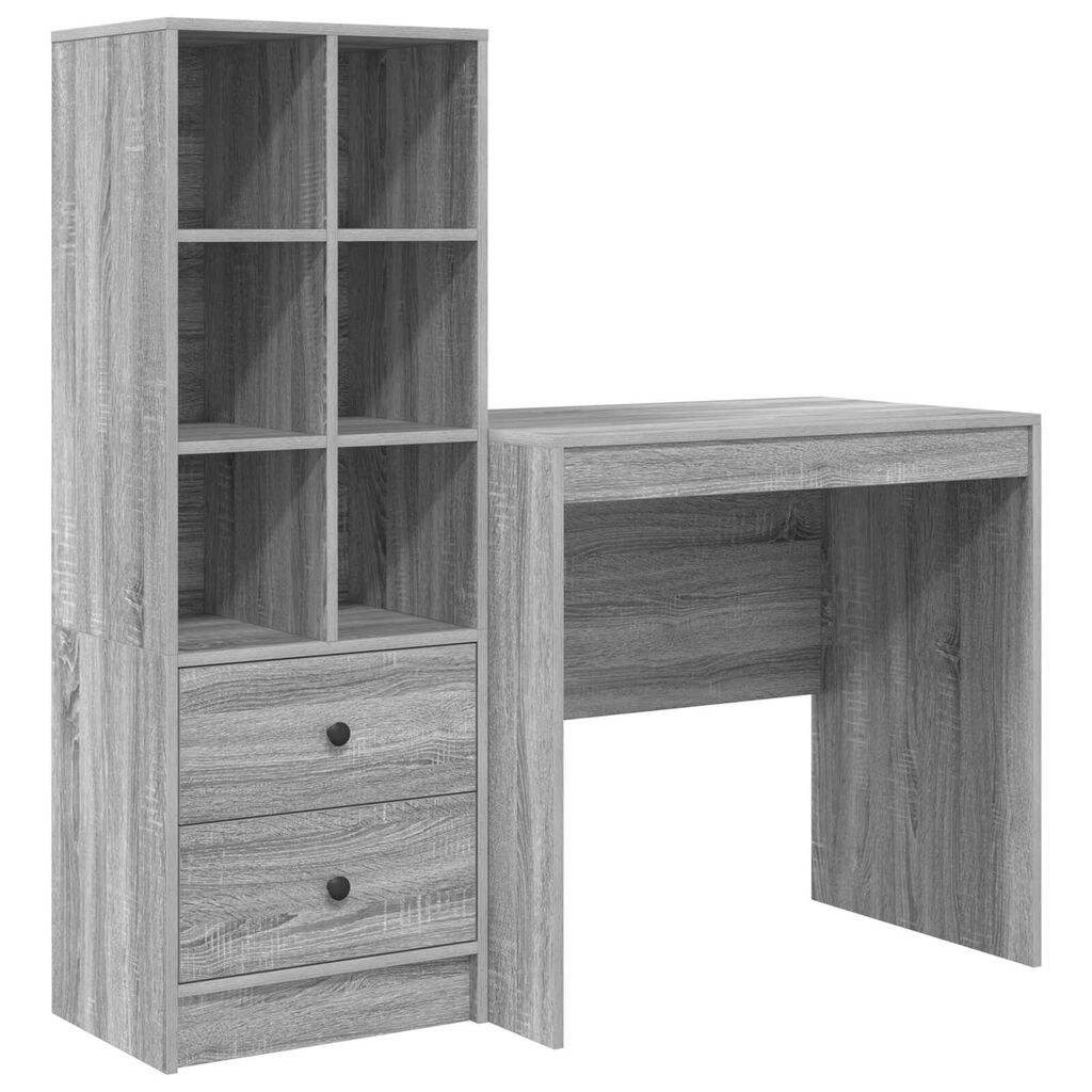 vidaXL Γραφείο με αποθηκευτικό χώρο 2 pcs Γκρι sonoma 80 x 50 x 76 εκ.