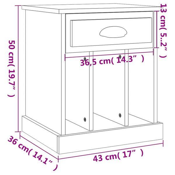 vidaXL Κομοδίνο Sonoma Δρυς 43x36x50 εκ.