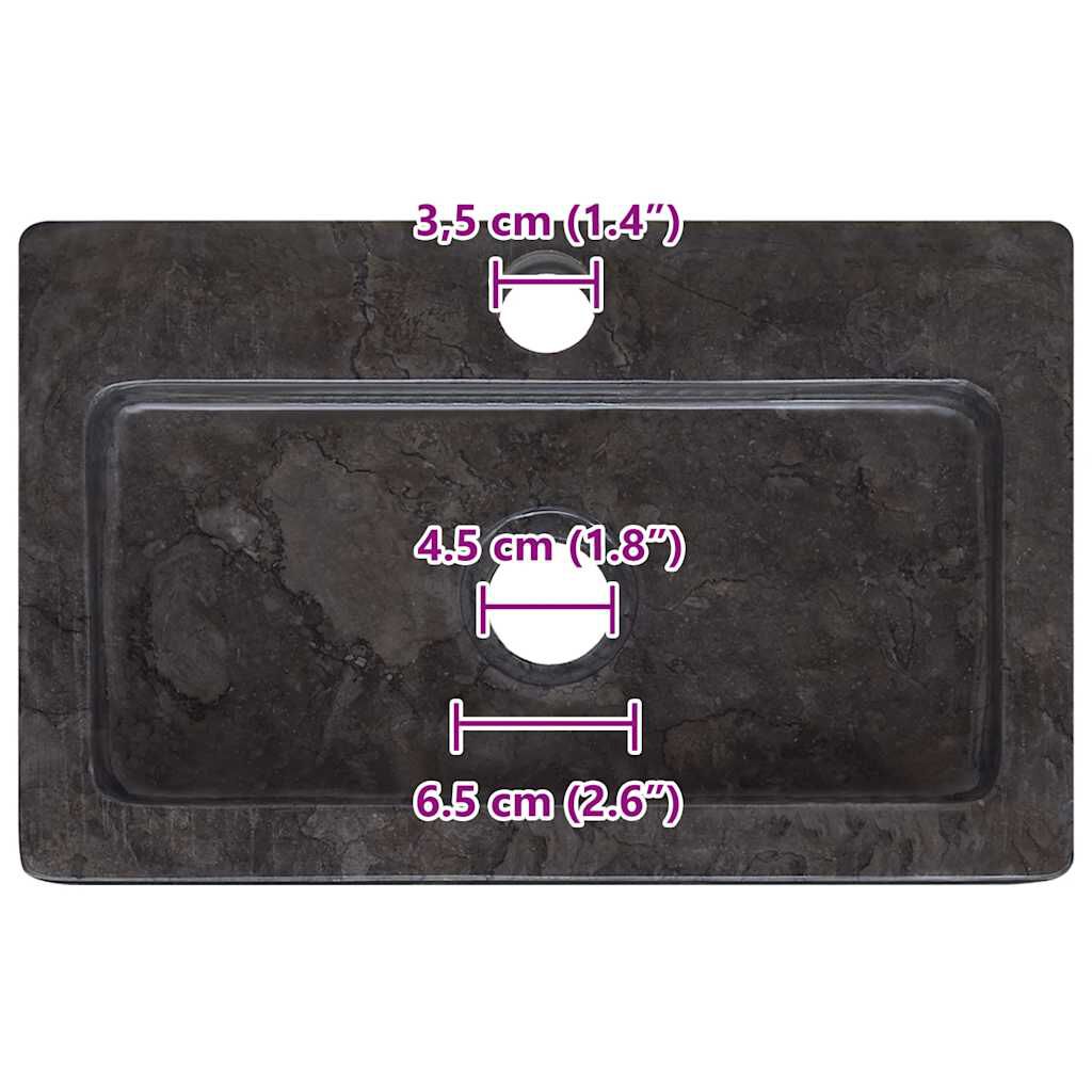 vidaXL Νιπτήρας Επιτοίχιος Μαύρος 38 x 24 x 6,5 εκ. Μαρμάρινος
