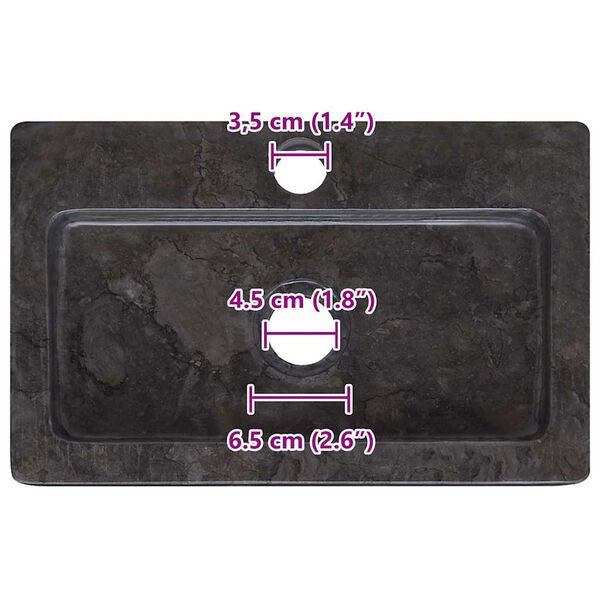 vidaXL Νιπτήρας Επιτοίχιος Μαύρος 38 x 24 x 6,5 εκ. Μαρμάρινος