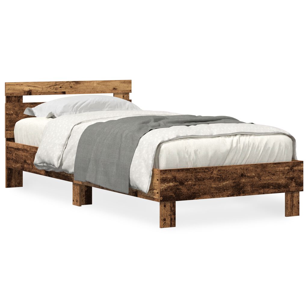 vidaXL Σκελετός Κρεβατιού Παλαιό ξύλο 75 x 190 cm Επεξεργασμένο ξύλο