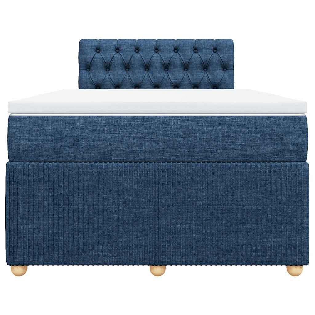 vidaXL Κρεβάτι Boxspring με Στρώμα Μπλε 120x190 εκ. Υφασμάτινο