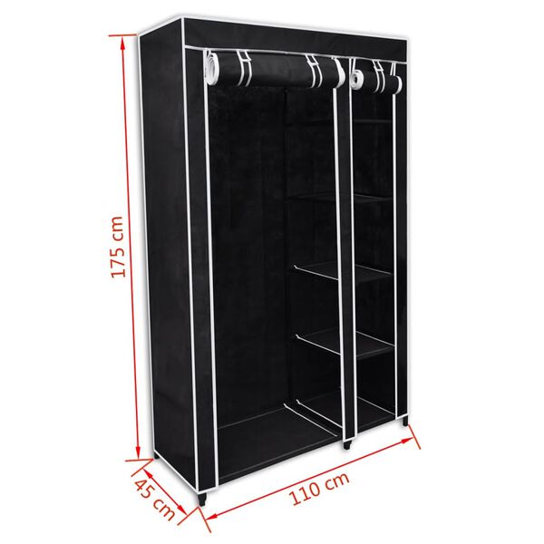 vidaXL Ντουλάπα Αναδιπλούμενη Μαύρη 110 x 45 x 175 εκ.