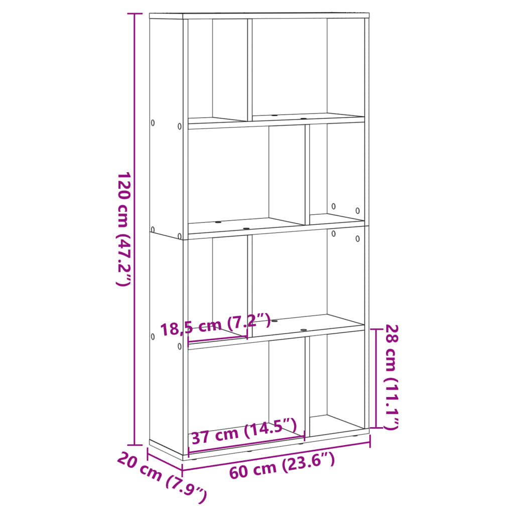 vidaXL Βιβλιοθήκη Καπνιστή Δρυς 60x20x120 εκ. από Επεξεργασμένο Ξύλο