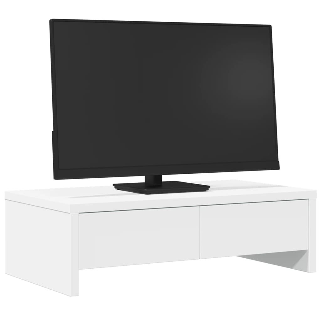 vidaXL Βάση Οθόνης με Συρτάρια Λευκή 50x27x15 εκ. Επεξεργασμένο Ξύλο
