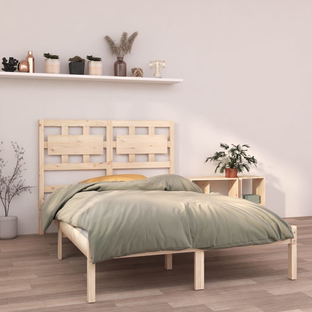 vidaXL Πλαίσιο Κρεβατιού 135 x 190 εκ. από Μασίφ Ξύλο Double