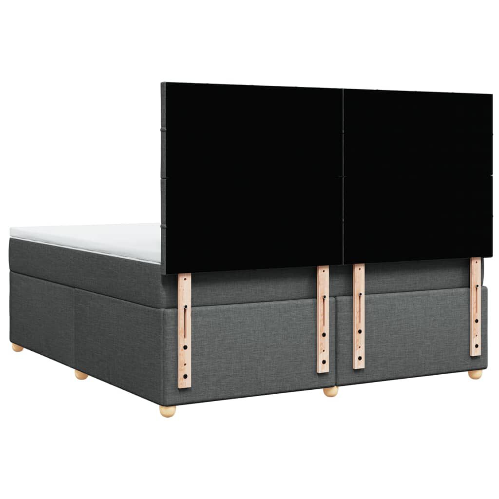 vidaXL Κρεβάτι Boxspring με Στρώμα Σκούρο Γκρι 180x200 εκ Υφασμάτιν