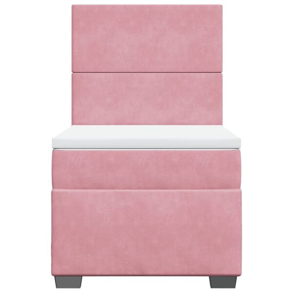 vidaXL Κρεβάτι Boxspring με Στρώμα Ροζ 100x200 εκ. Βελούδινο