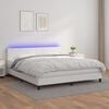 vidaXL Κρεβάτι Boxspring με Στρώμα & LED Λευκό 160x200 εκ. Συνθ. Δέρμα